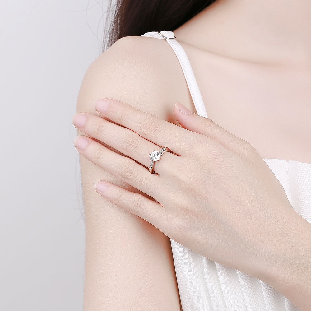 S925 sterling silver ring opening adjustable 1 carat GRA moissanite ring for women - Image 4