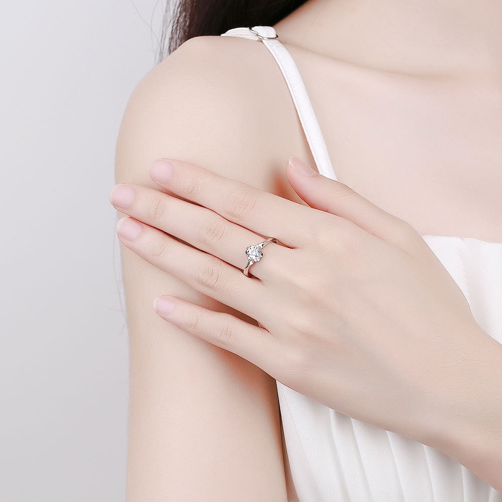 S925 sterling silver ring opening adjustable 1 carat GRA moissanite ring for women - Image 4
