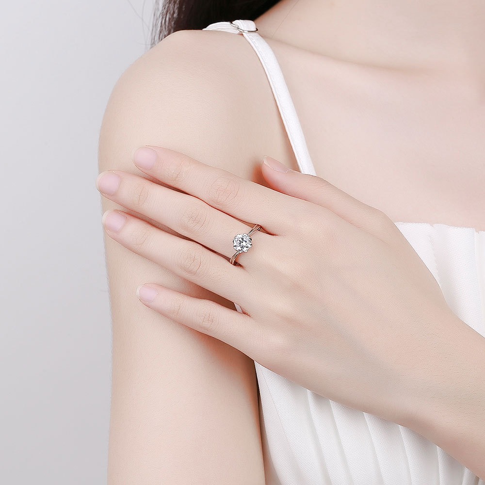 S925 sterling silver ring opening adjustable 1 carat GRA moissanite ring for women - Image 4
