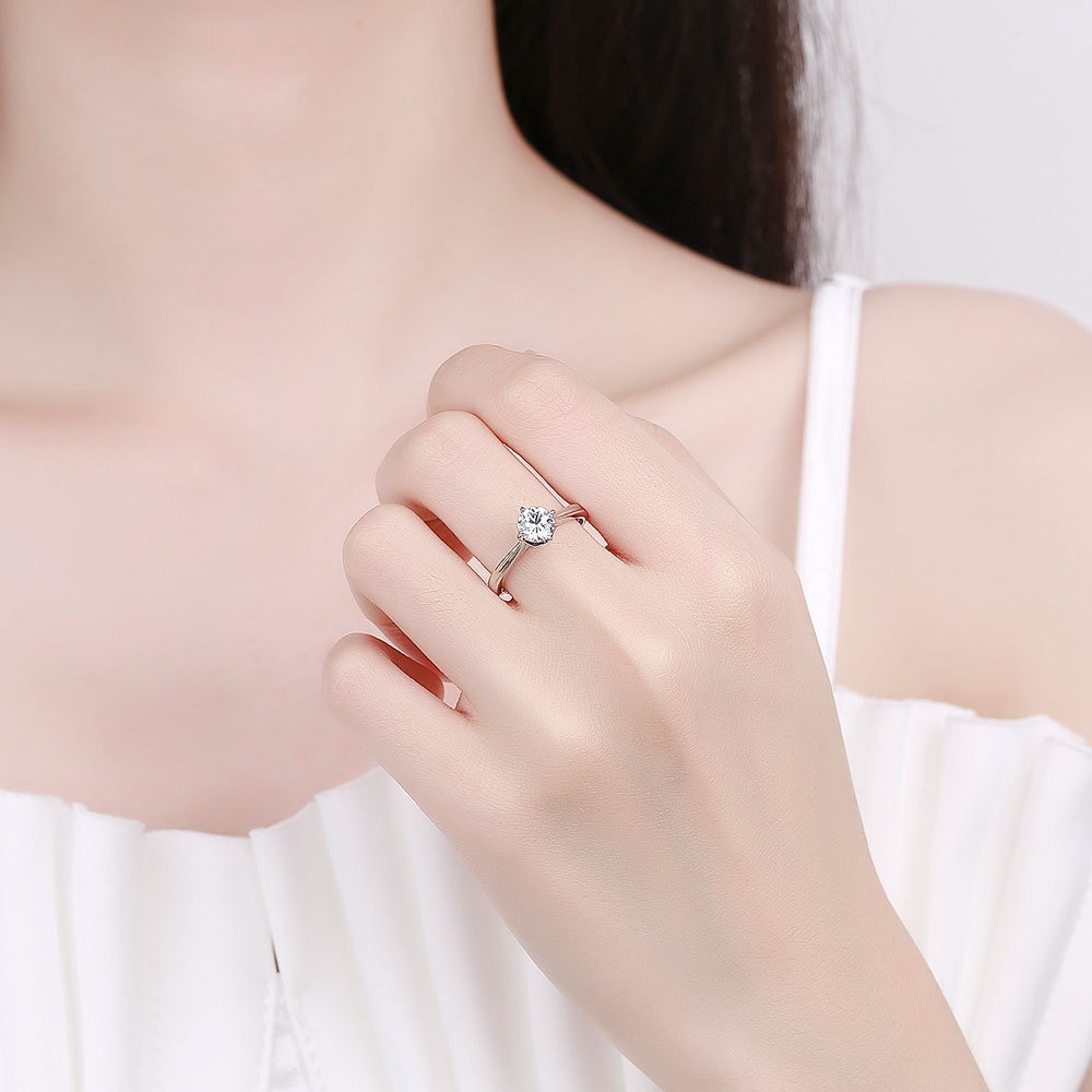 S925 sterling silver ring opening adjustable 1 carat GRA moissanite ring for women - Image 4