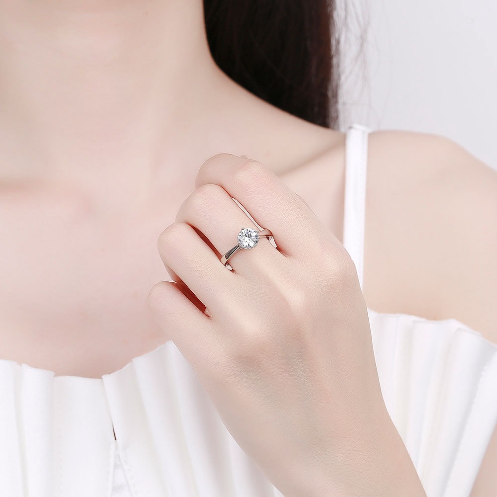 S925 sterling silver ring opening adjustable 1 carat GRA moissanite ring for women - Image 4