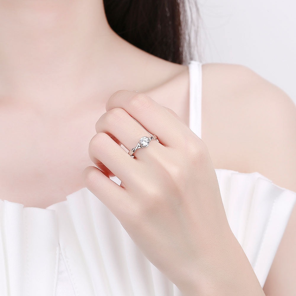 S925 sterling silver ring opening adjustable 1 carat GRA moissanite ring for women - Image 4