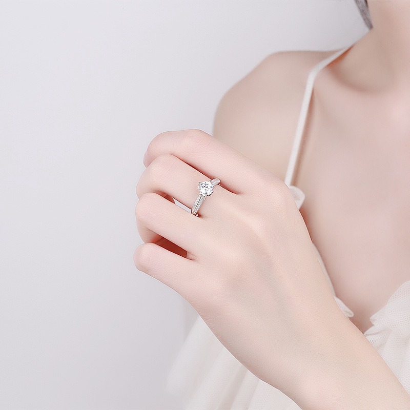 S925 sterling silver ring opening adjustable 1 carat GRA moissanite ring for women - Image 4
