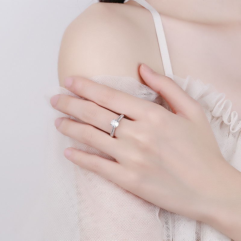 S925 sterling silver ring opening adjustable 1 carat GRA moissanite ring for women - Image 4