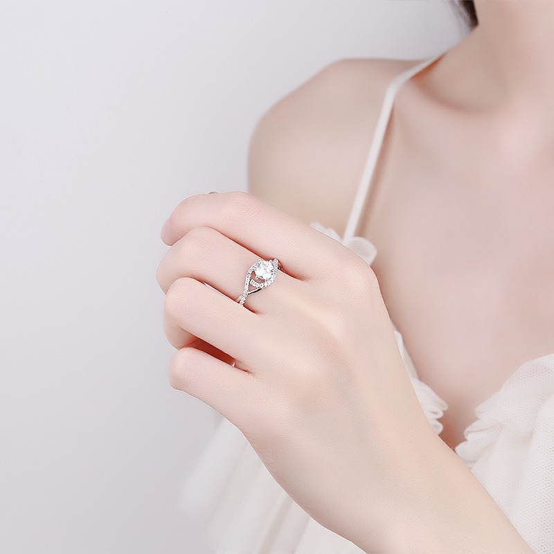 S925 Sterling Silver Ring Opening Adjustable 1 Carat GRA Moissanite Ring for Women - Image 4