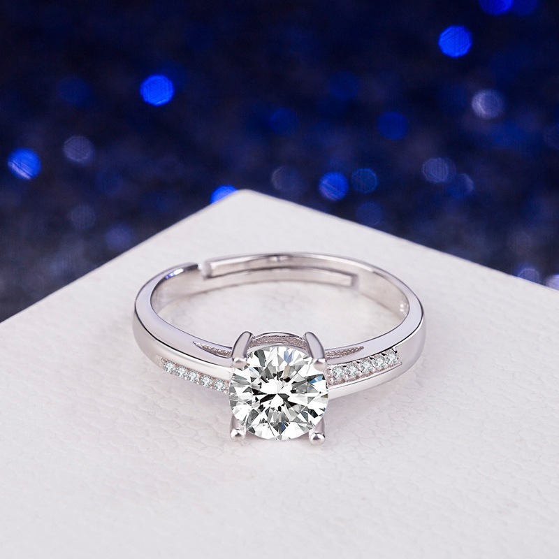 S925 sterling silver ring opening adjustable zircon women's ring - Image 3