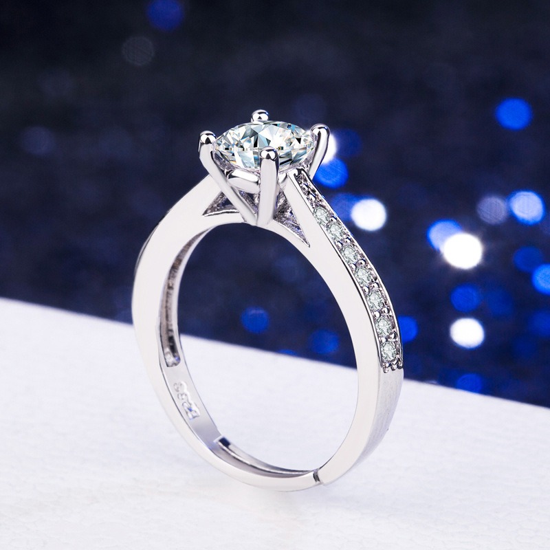 S925 sterling silver ring opening adjustable zircon women's ring - Image 2