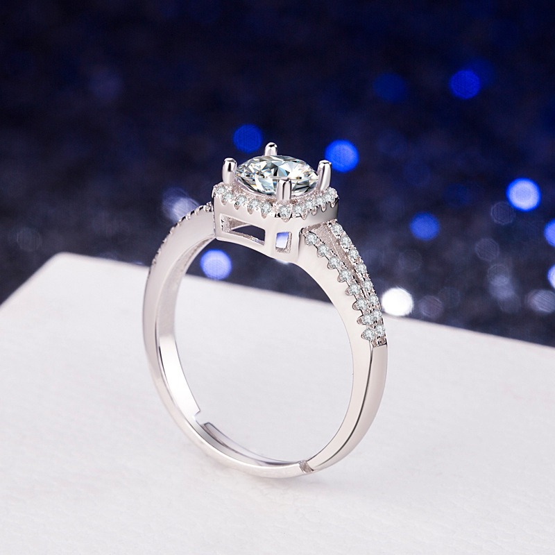 S925 sterling silver ring opening adjustable zircon women's ring - Image 3