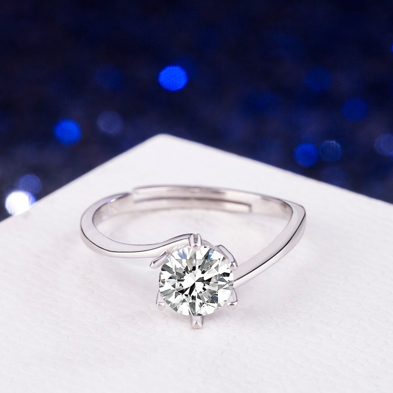 S925 sterling silver ring opening adjustable zircon women's ring - Image 2