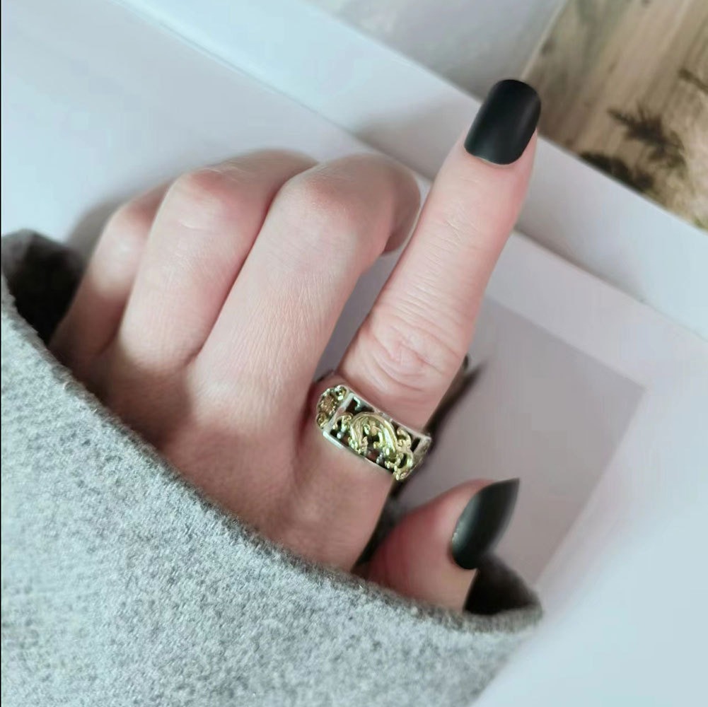 S925 sterling silver ring opening adjustable Pixiu women's ring - Image 5