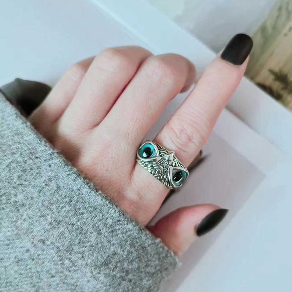 S925 sterling silver ring opening adjustable owl ring for women - Image 5