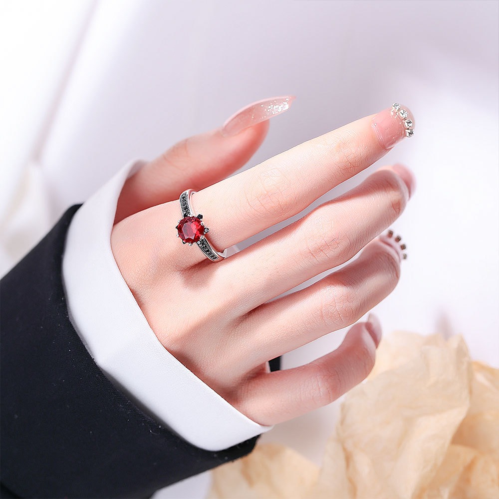 S925 Sterling Silver Ring Opening Adjustable Colored Diamond Ring for Women - Image 5
