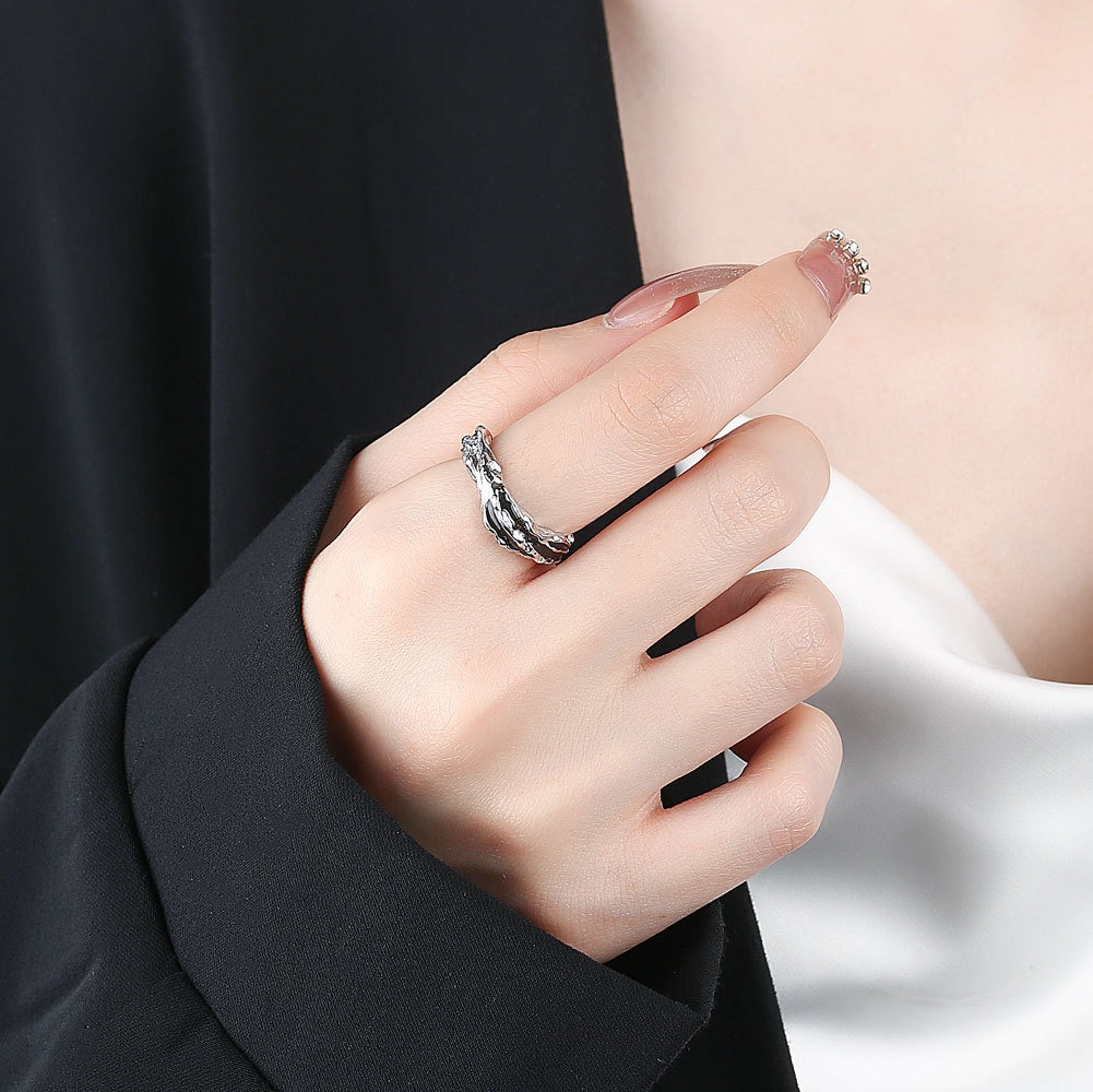 S925 sterling silver ring opening adjustable dripping oil ring for women - Image 5