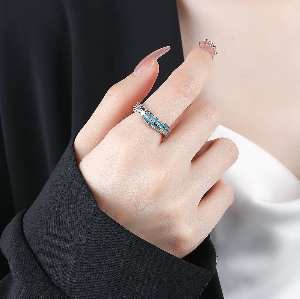 S925 sterling silver ring opening adjustable dripping oil ring for women - Image 5