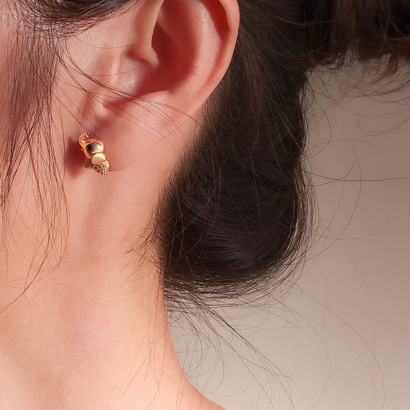 S925 sterling silver stud earrings baby elephant earrings - Image 5