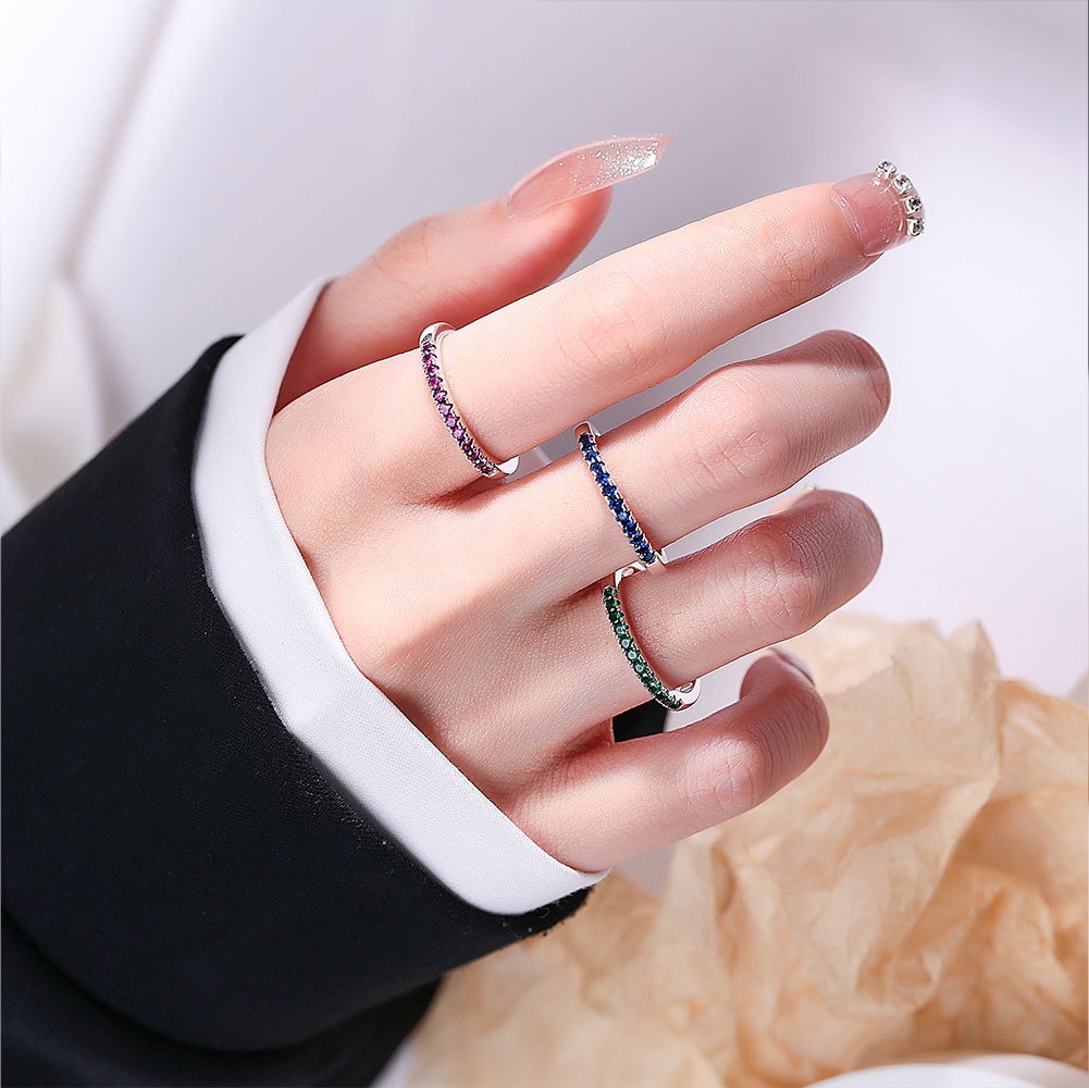 S925 Sterling Silver Ring Opening Adjustable Fancy Diamond Full Diamond Ladies Ring - Image 5