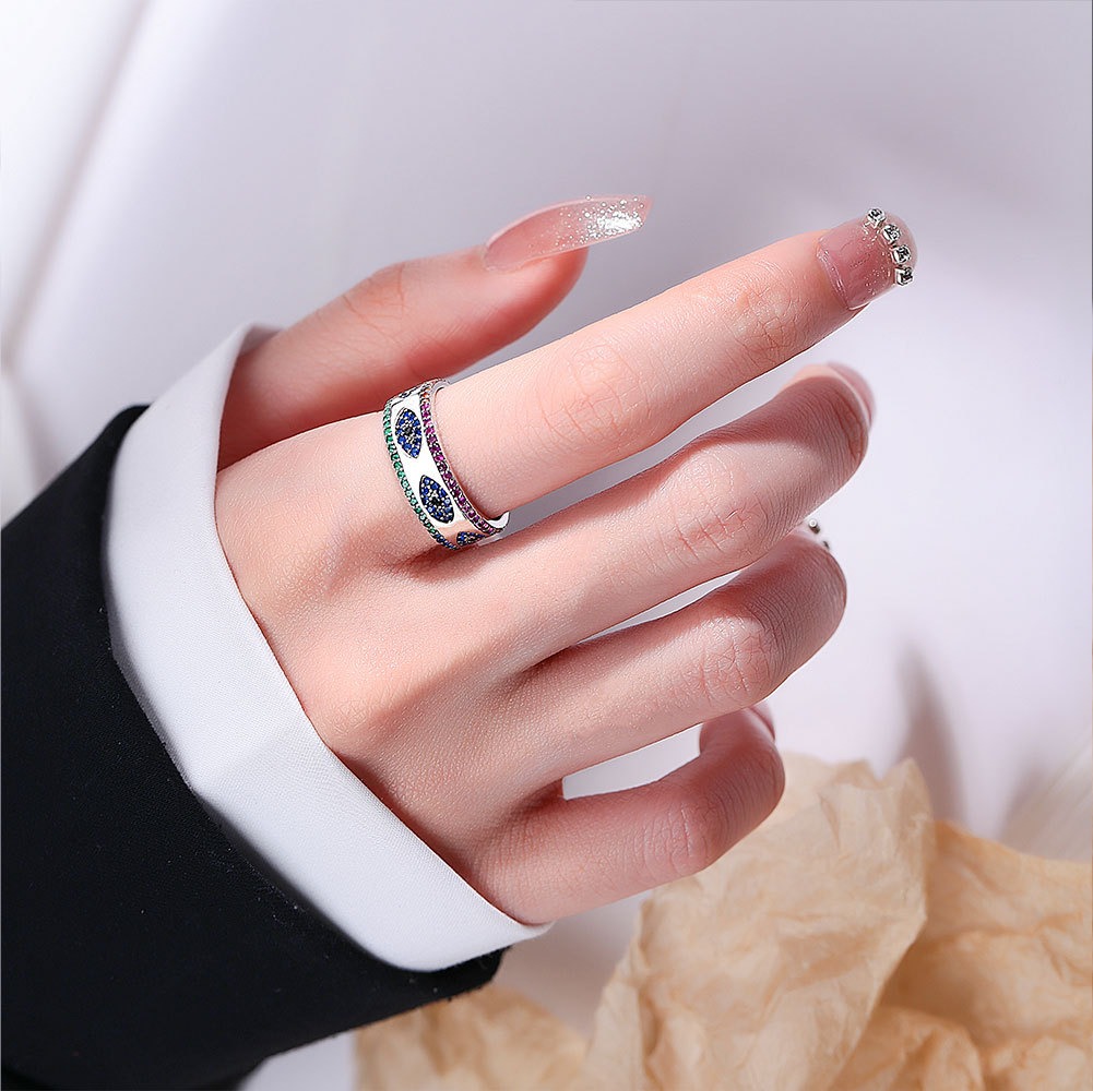 S925 Sterling Silver Ring Opening Adjustable Devil's Eye Ring Ring for Women - Image 5
