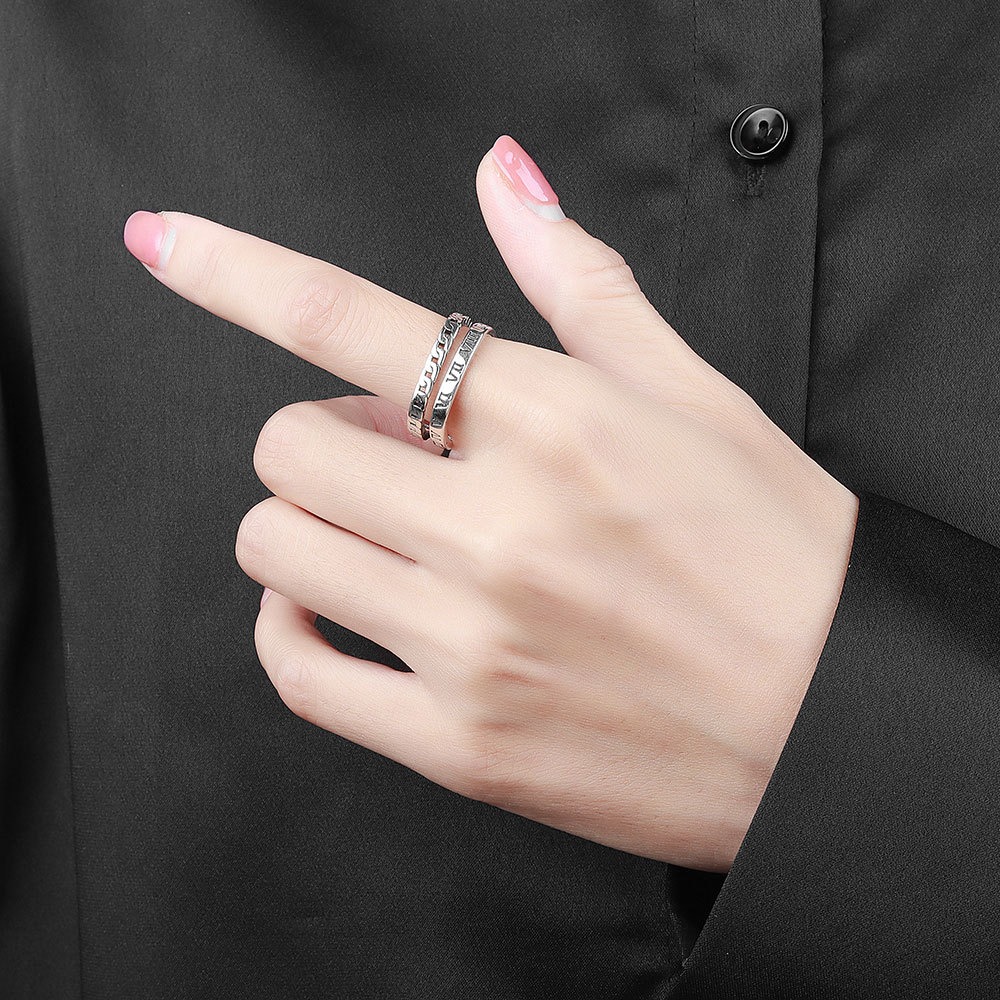 S925 Sterling Silver Ring Opening Adjustable Roman Numeral Ring for Women - Image 5