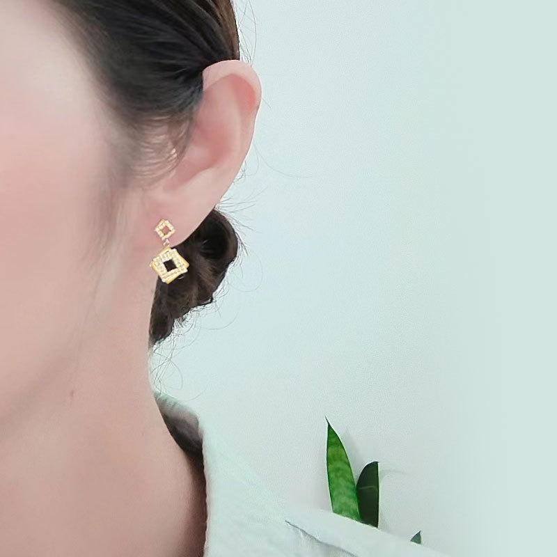 S925 sterling silver stud earrings tassel diamond earrings - Image 5