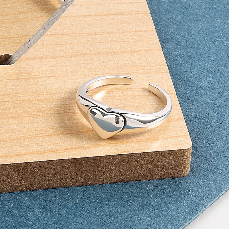 S925 sterling silver ring opening adjustable heart shape women's ring - Image 5