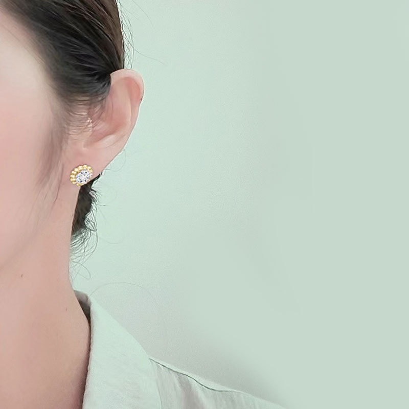 S925 sterling silver stud earrings oval zircon earrings - Image 5