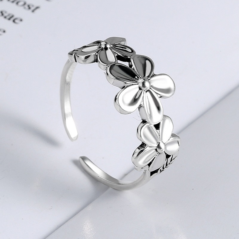 S925 Sterling Silver Ring Opening Adjustable Flower Ring Ring for Women - Image 3