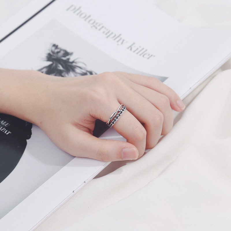 S925 sterling silver ring opening adjustable chain women's ring - Image 5