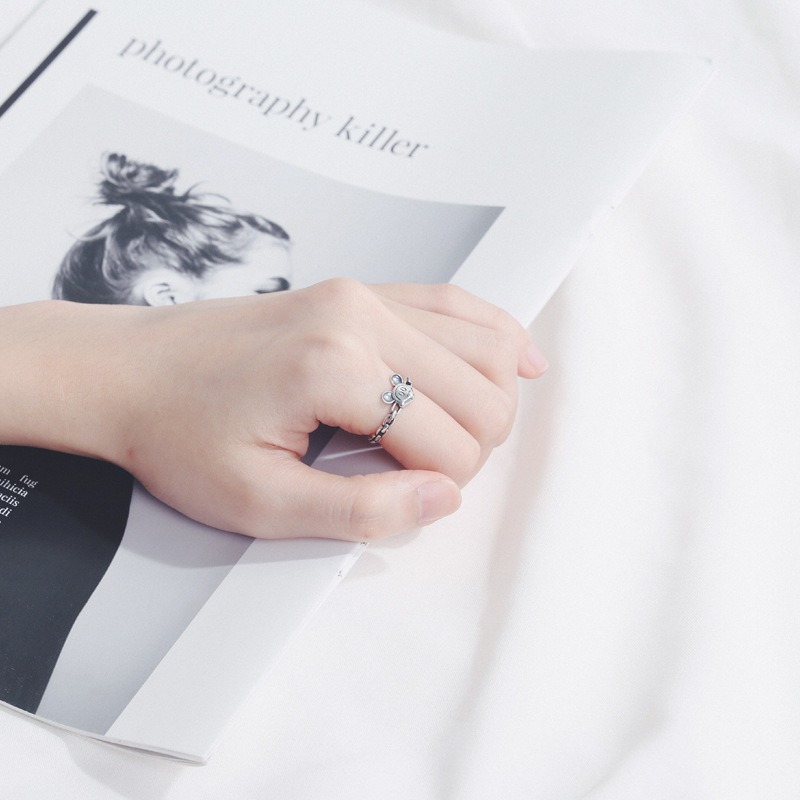 S925 sterling silver ring opening adjustable Mickey Mouse ring for women - Image 5