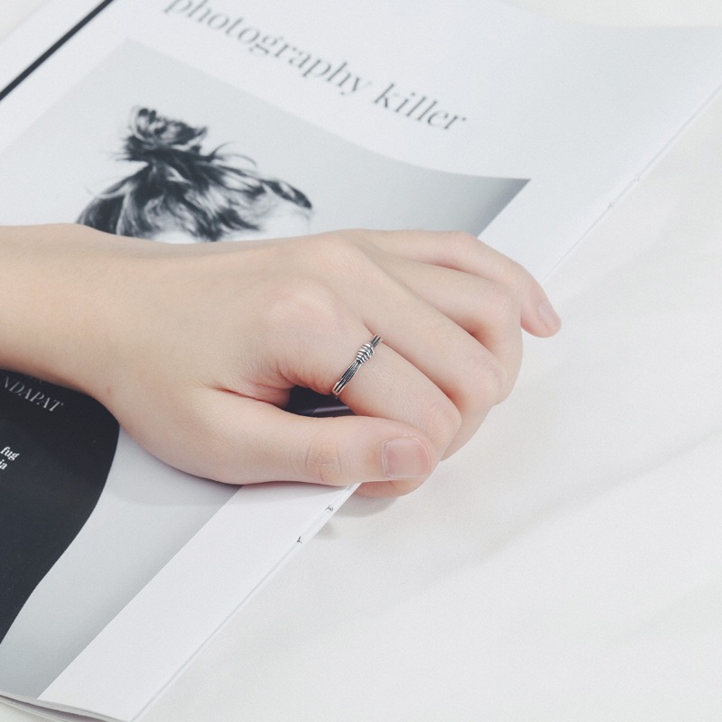 S925 sterling silver ring opening adjustable knot women's ring - Image 5