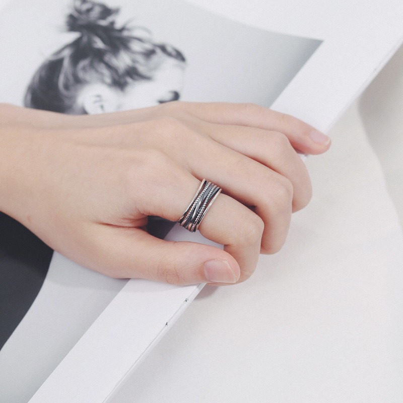 S925 sterling silver ring opening adjustable wrap twist women's ring - Image 5