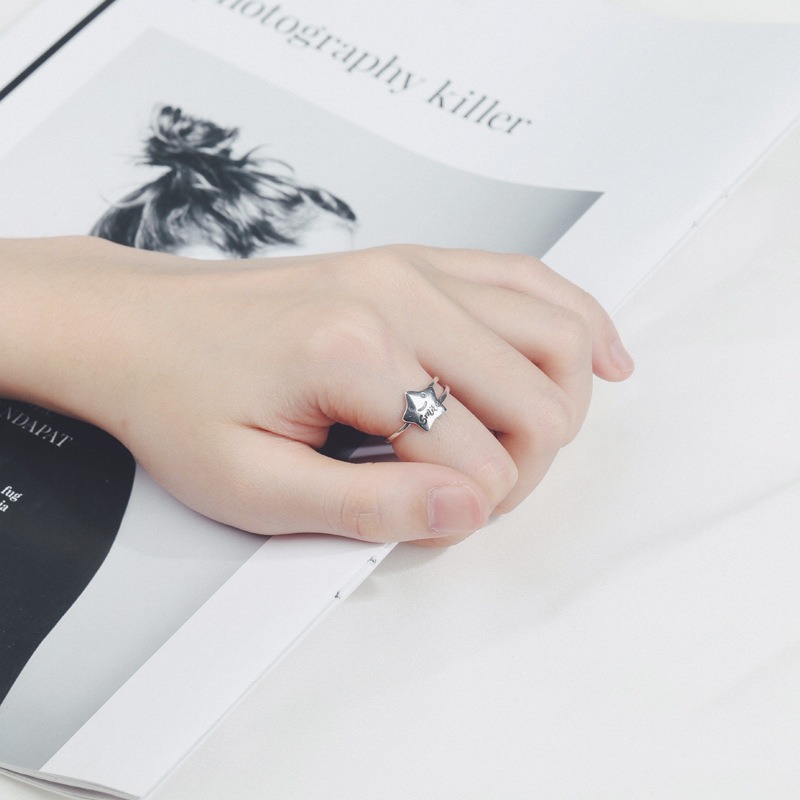 S925 sterling silver ring opening adjustable smiley face ring for women - Image 5