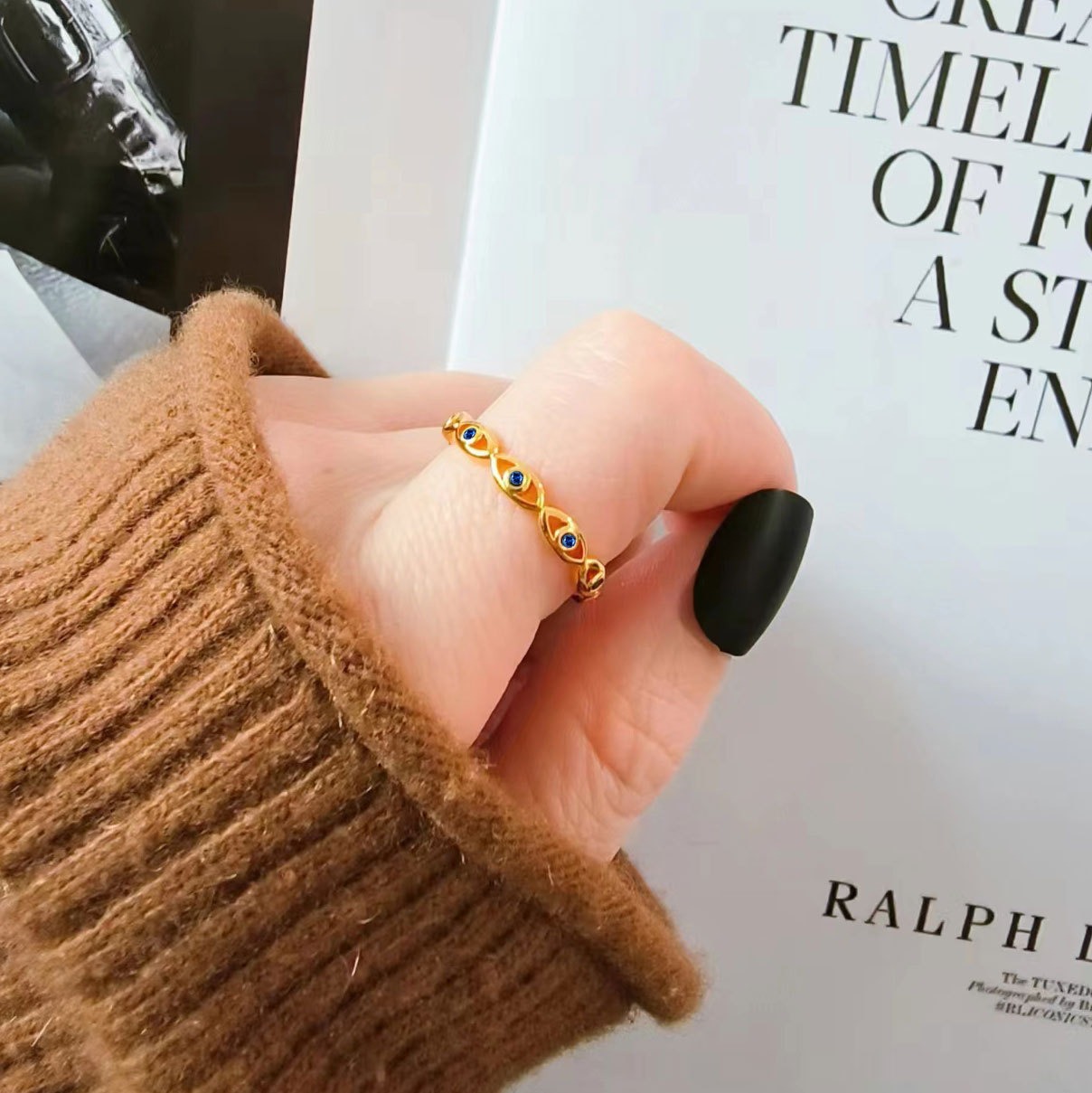 S925 Sterling Silver Ring Opening Adjustable Devil's Eye Ring Ring for Women - Image 5