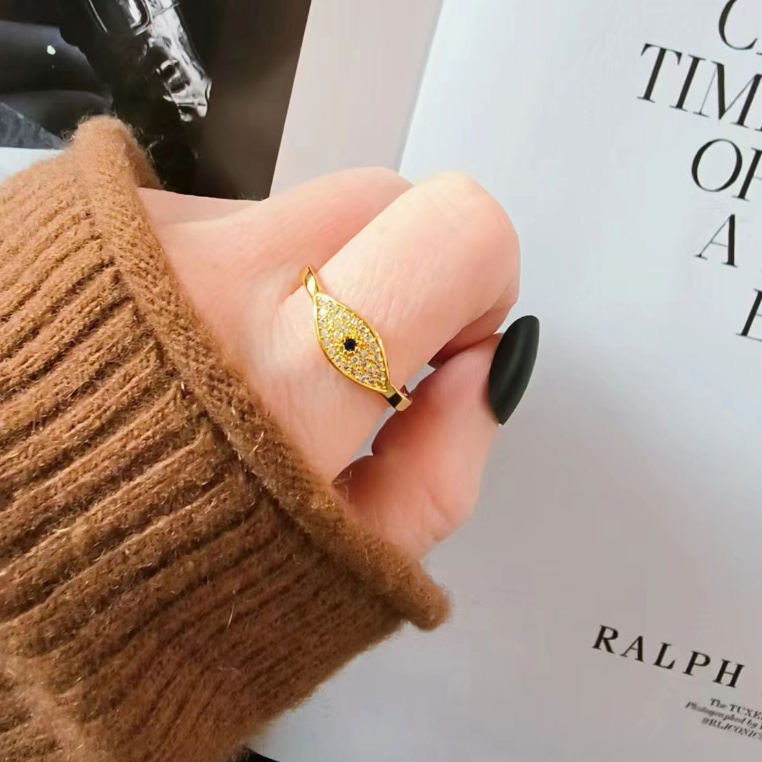 S925 Sterling Silver Ring Opening Adjustable Devil's Eye Ring Ring for Women - Image 5