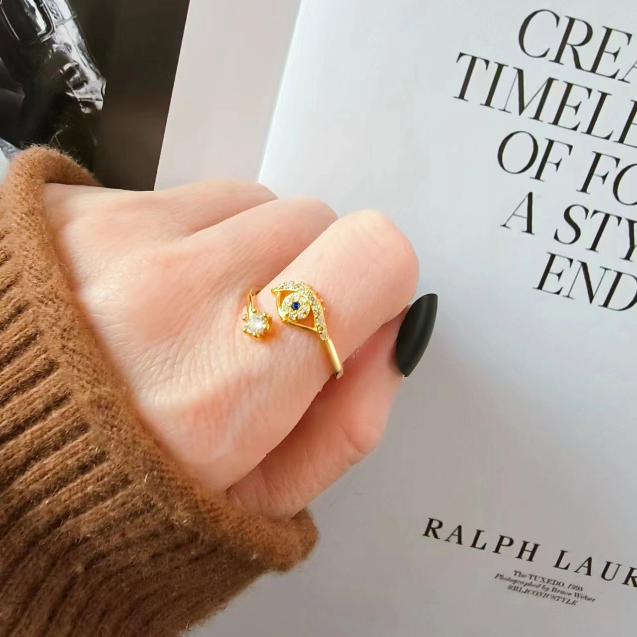 S925 Sterling Silver Ring Opening Adjustable Devil's Eye Ring Ring for Women - Image 5