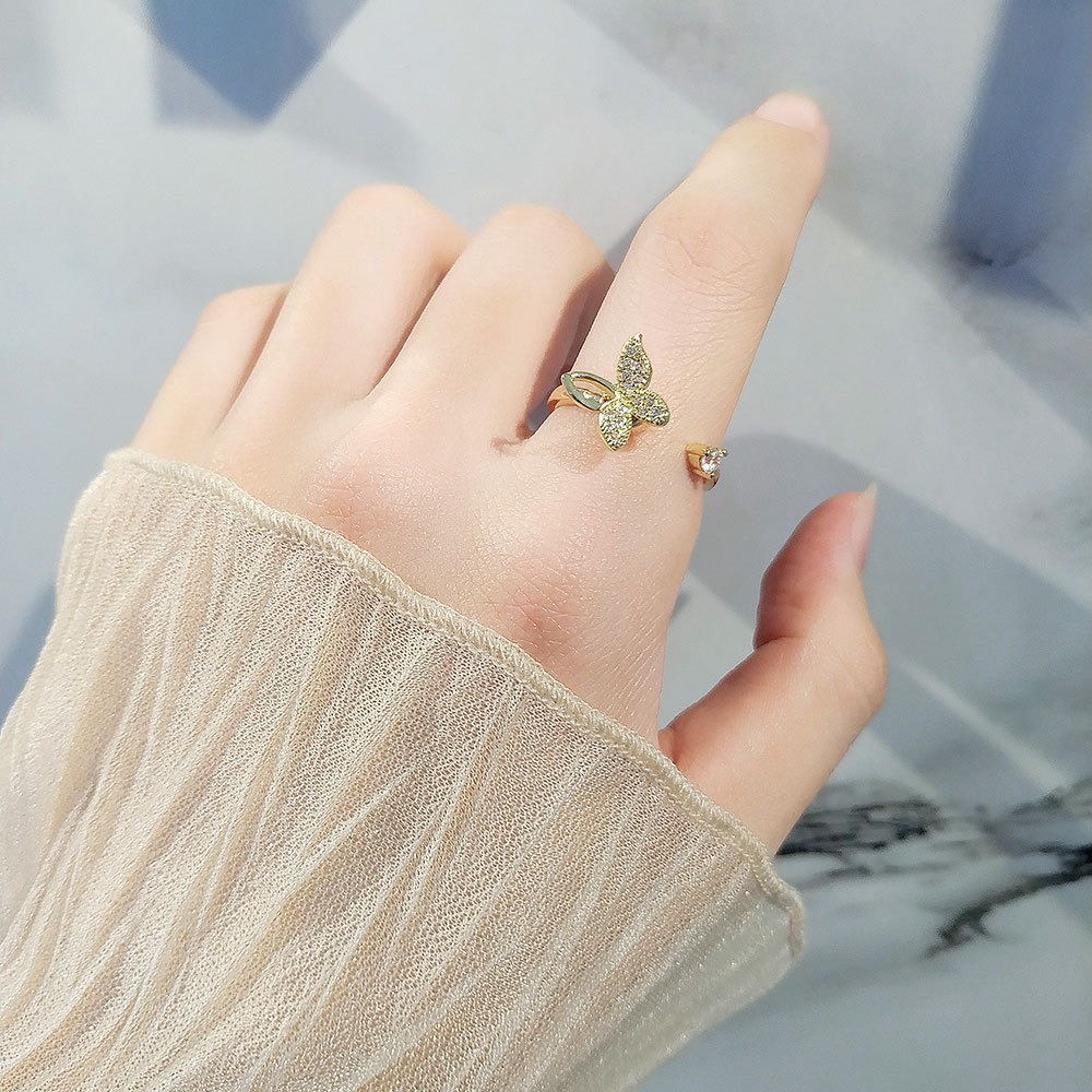 S925 sterling silver ring opening adjustable rotating butterfly ring for women - Image 5
