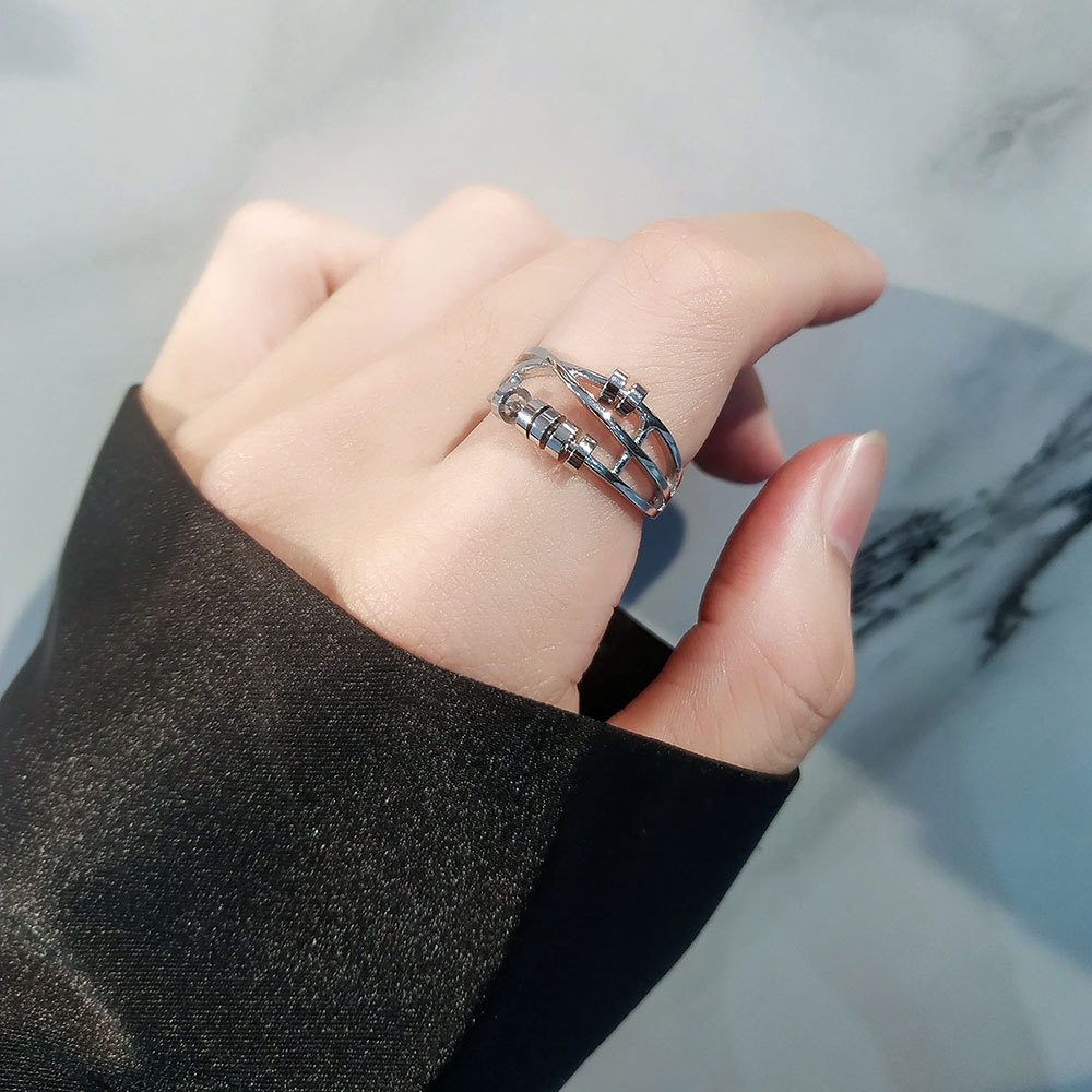 S925 sterling silver ring opening adjustable rotating women's ring - Image 6