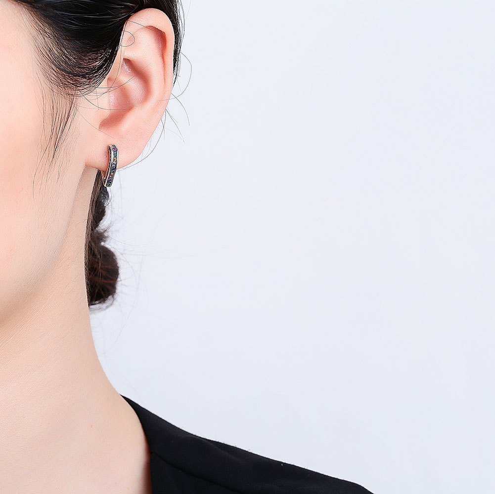 S925 sterling silver stud earrings rainbow heart shaped earrings - Image 5