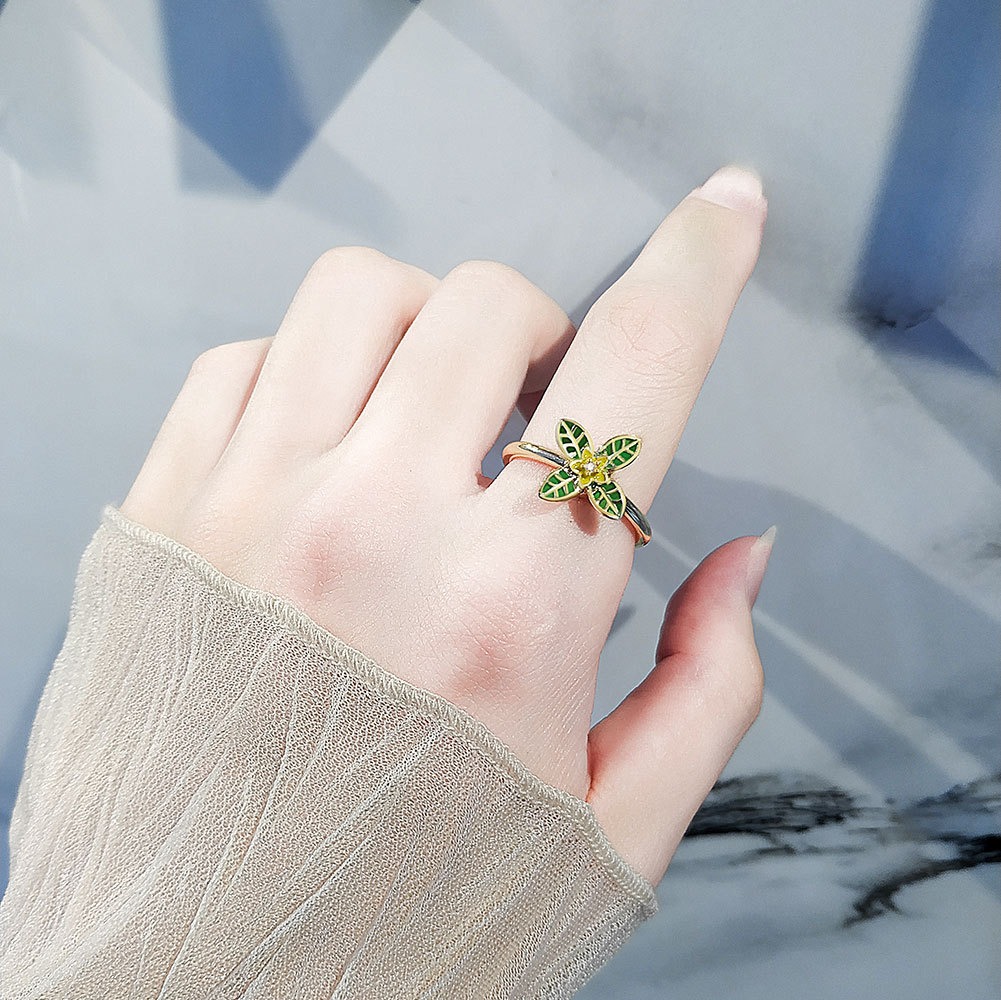 S925 Sterling Silver Ring Opening Adjustable Rotating Florets Ring for Women - Image 6