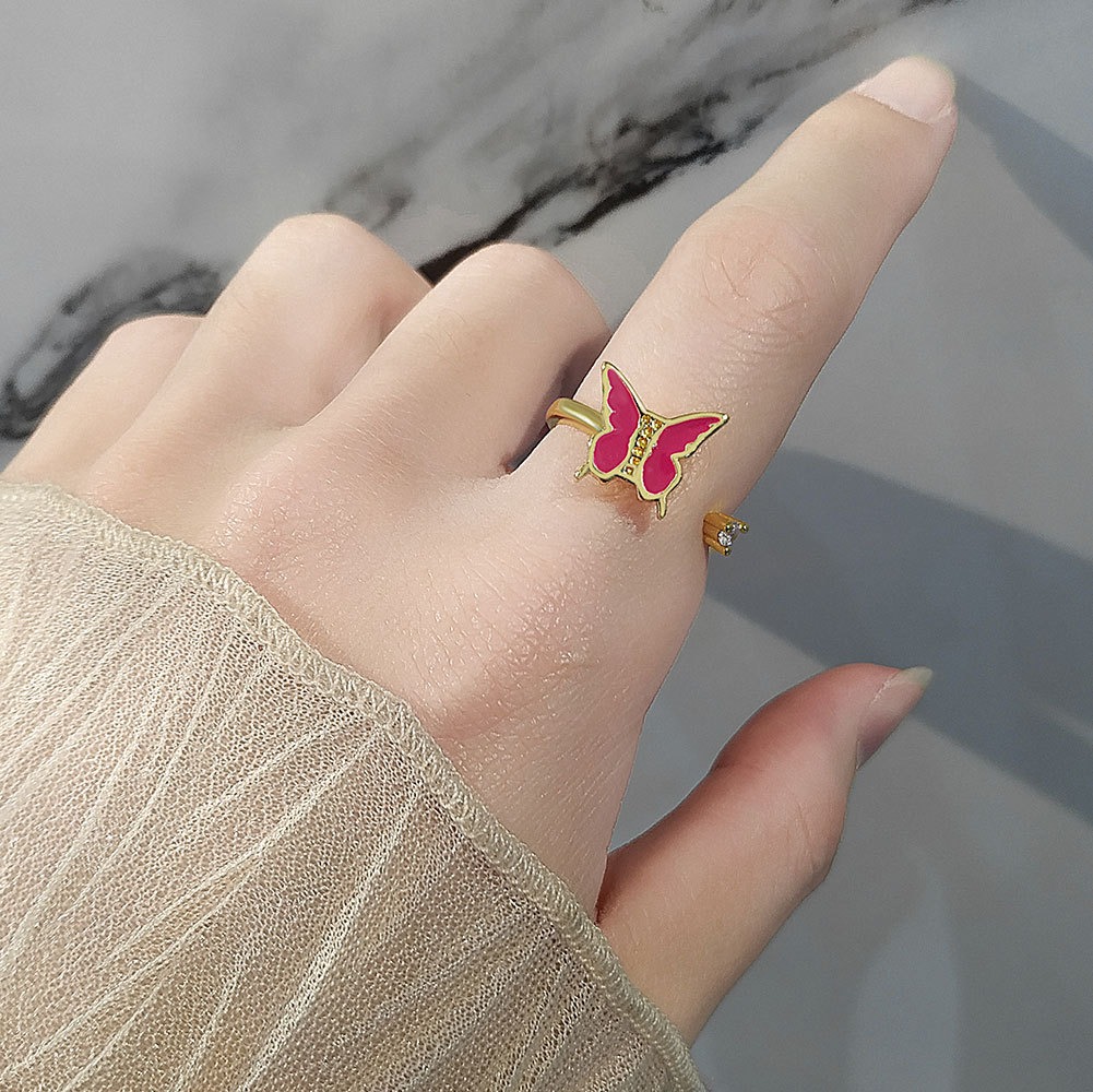 S925 sterling silver ring opening adjustable rotating butterfly ring for women - Image 6