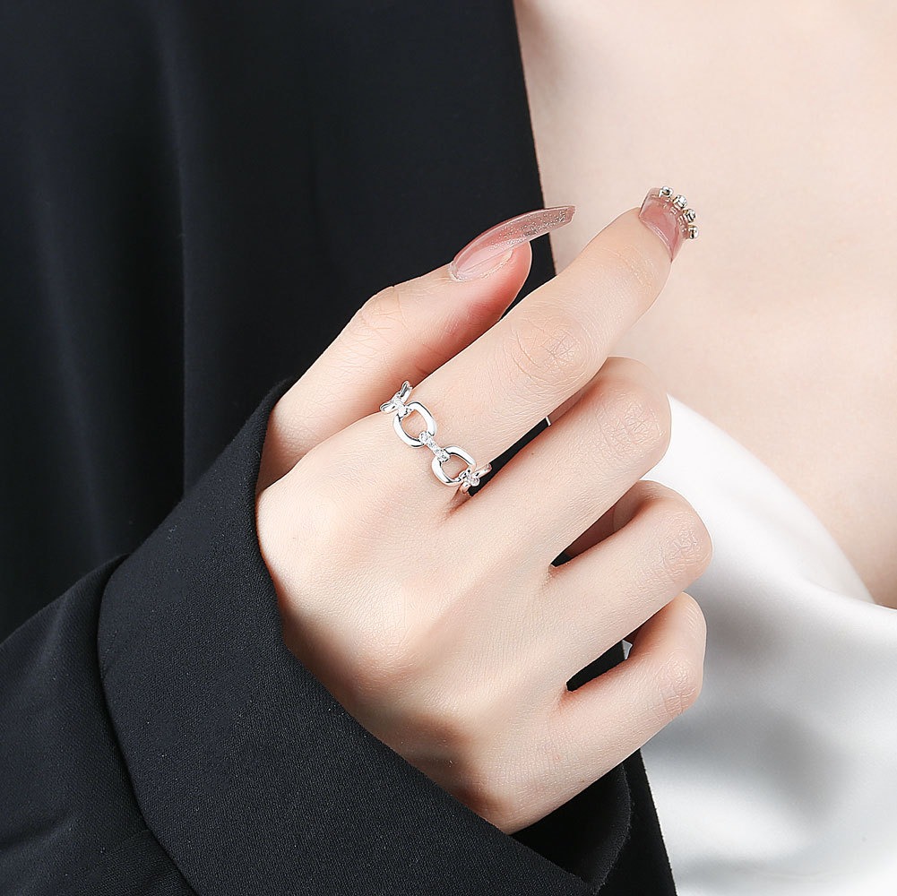 S925 sterling silver ring opening adjustable women's ring - Image 5