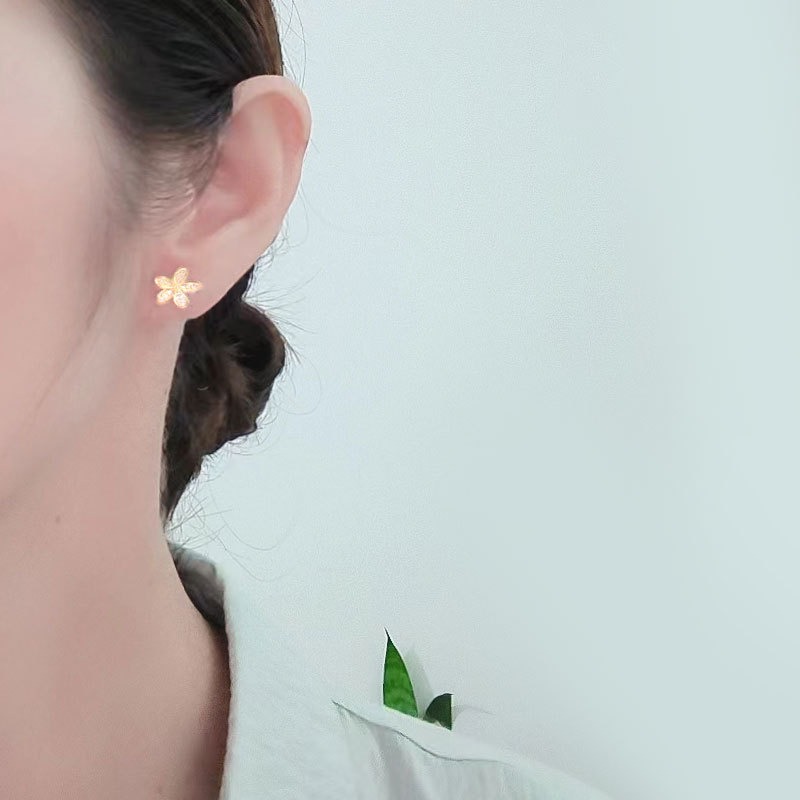 S925 sterling silver stud earrings zircon flower earrings - Image 5