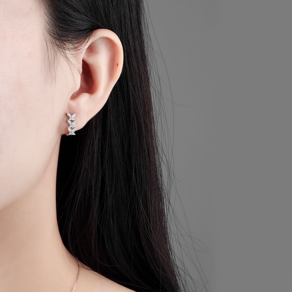 S925 sterling silver stud earrings U-shaped butterfly earrings - Image 5