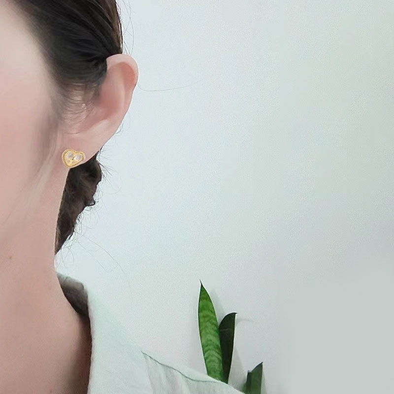 S925 sterling silver stud earrings love cross earrings - Image 5