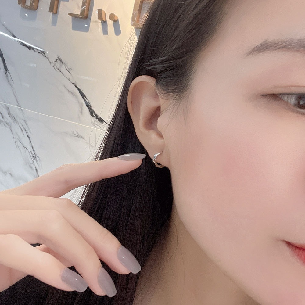 S925 sterling silver stud earrings geometric glossy earrings - Image 5