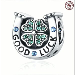 S925 sterling silver beaded lucky horseshoe clover bracelet accessory