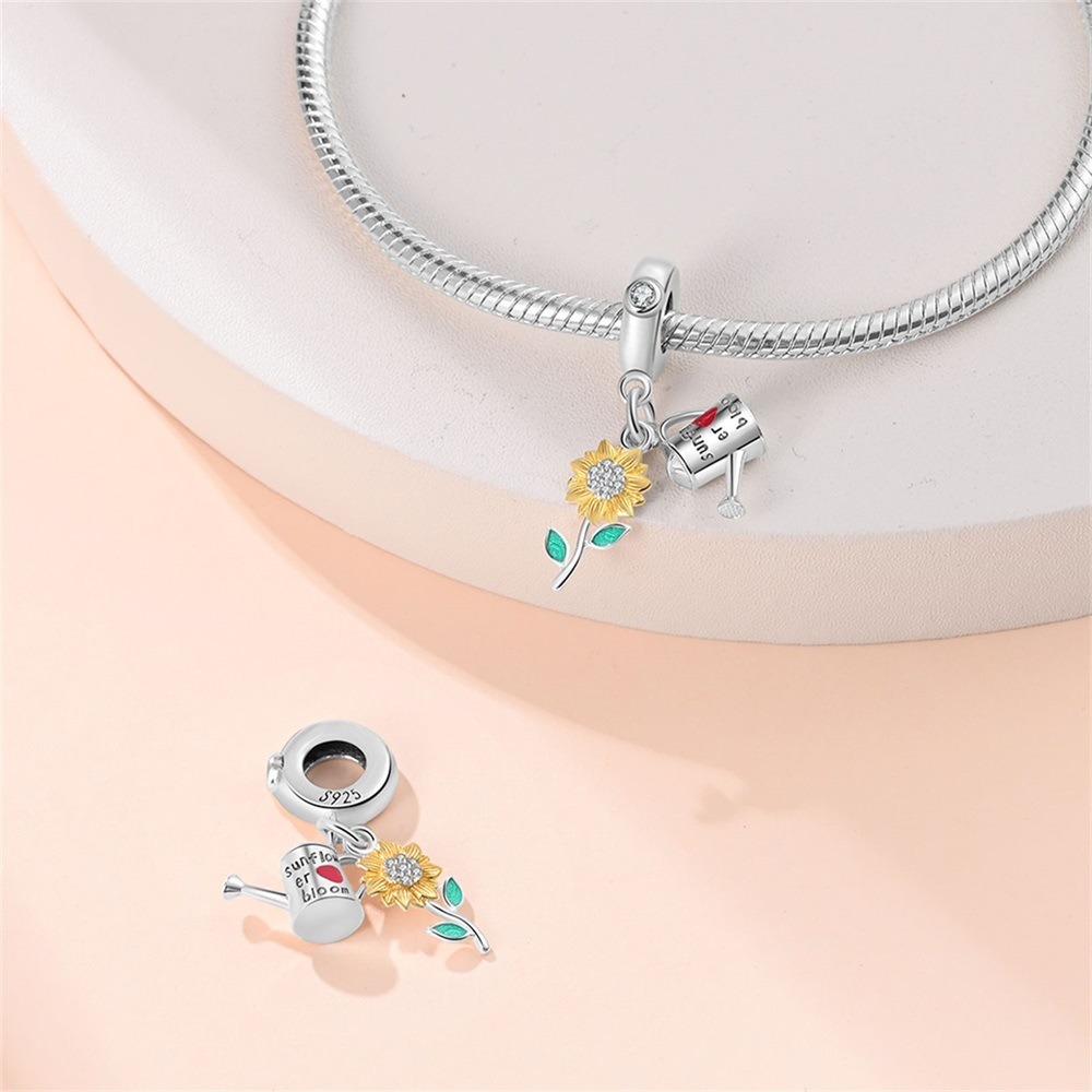 S925 sterling silver beaded sunflower bracelet accessory - Image 5