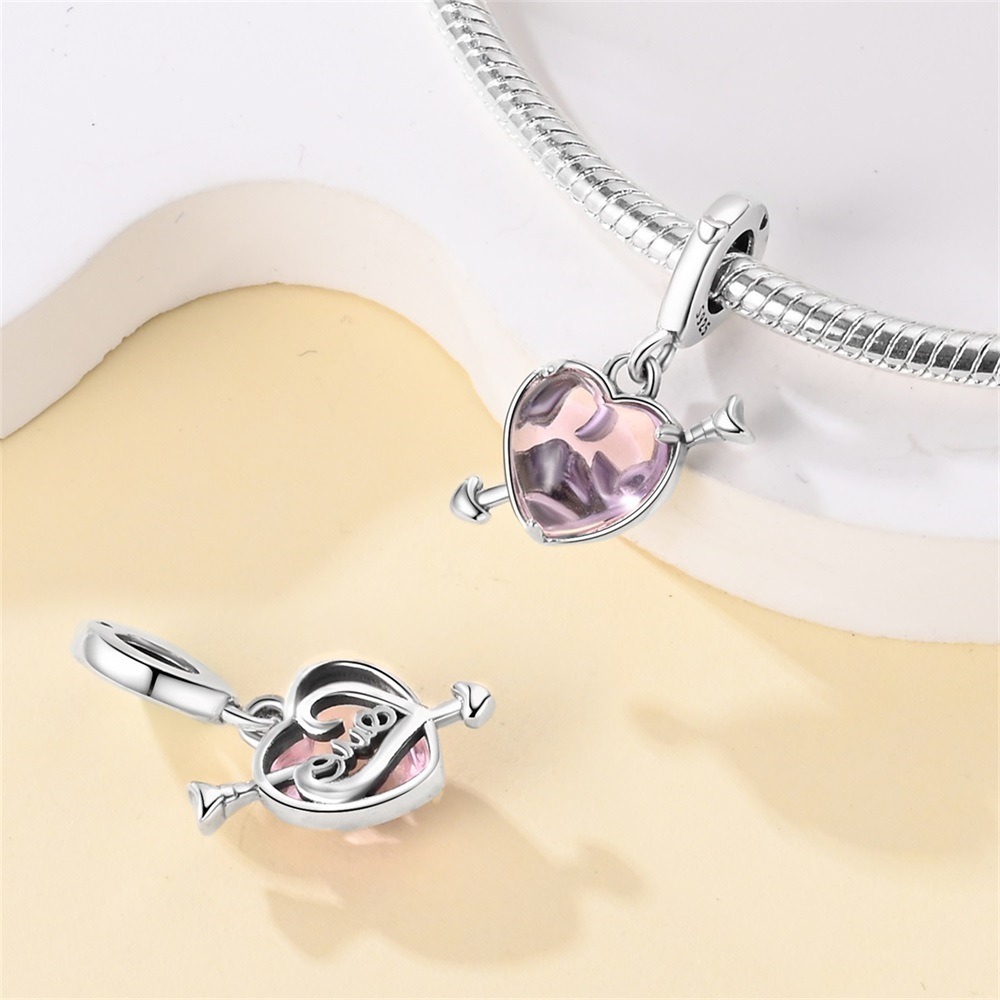 S925 Sterling Silver Beaded DIY Cupid Heart Bracelet Accessories - Image 5