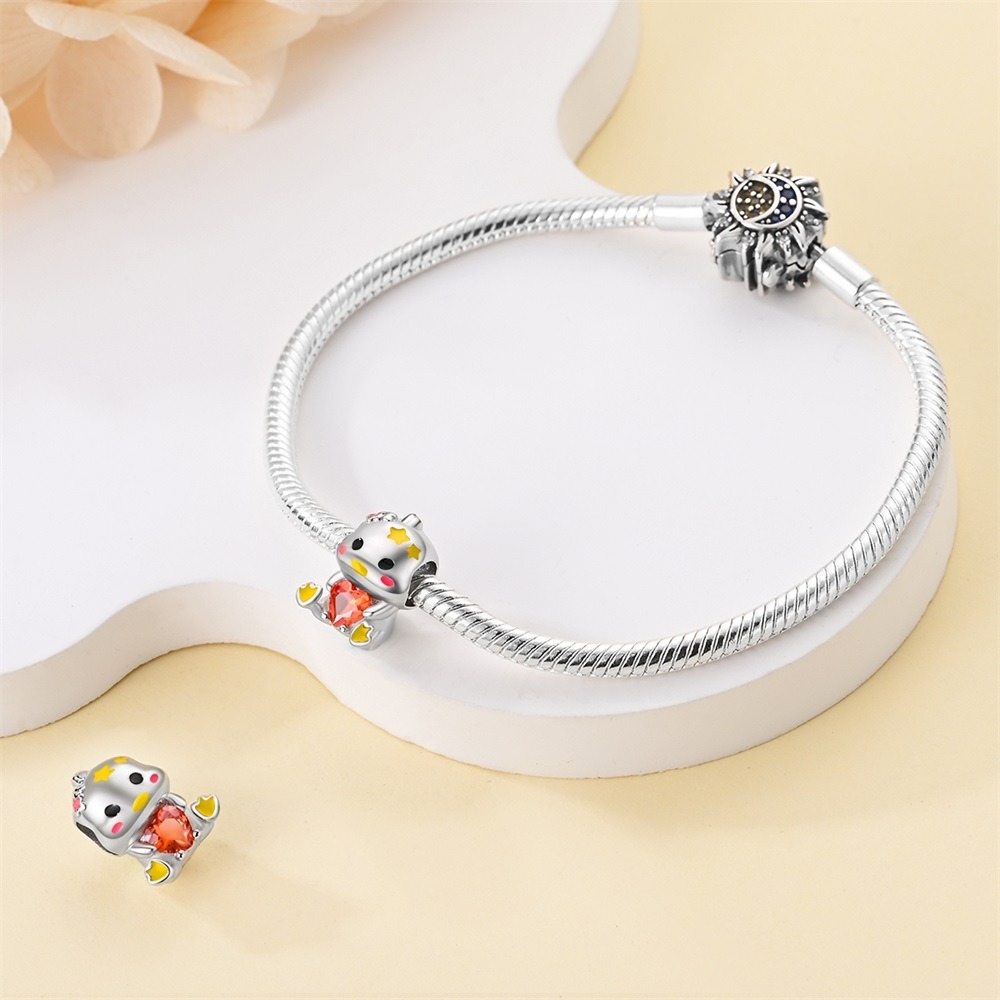 S925 Sterling Silver Beaded DIY Cartoon Bill Duck Bracelet Accessories - Image 5