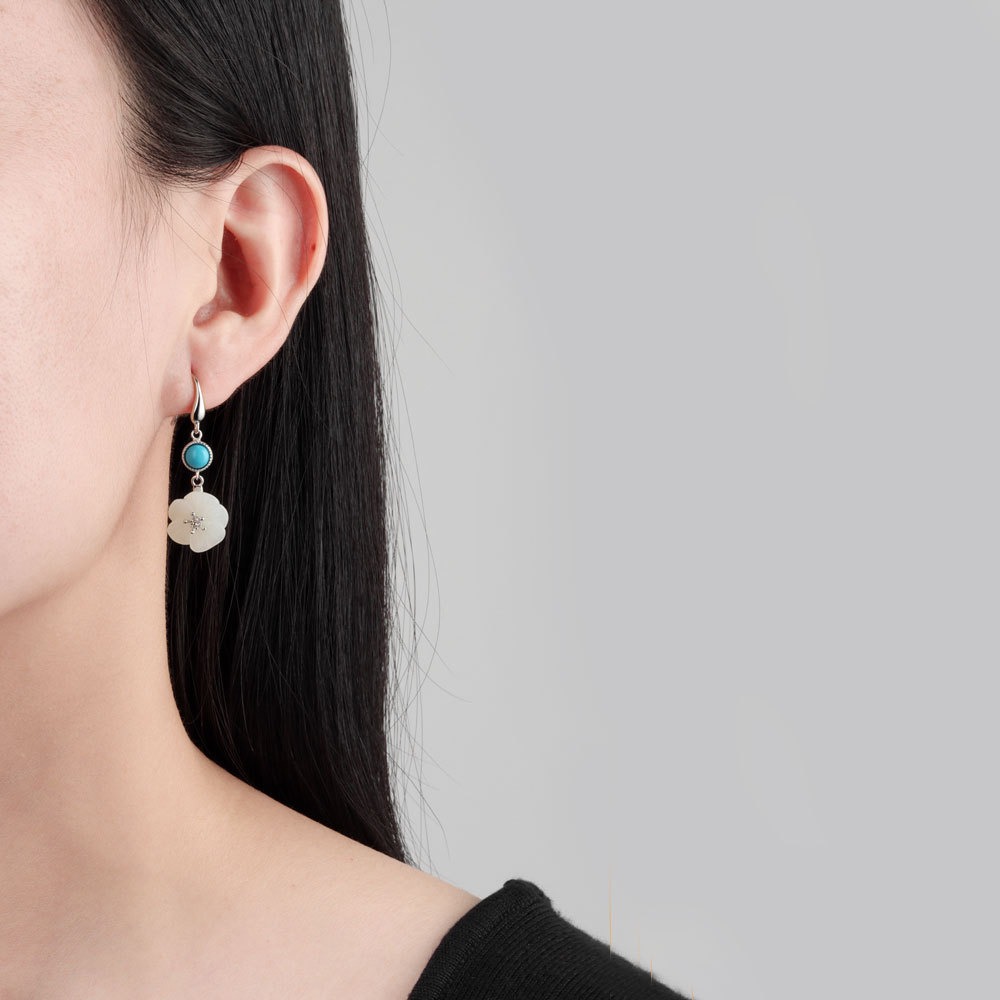 S925 sterling silver stud earrings and Tianyu flower earrings - Image 5