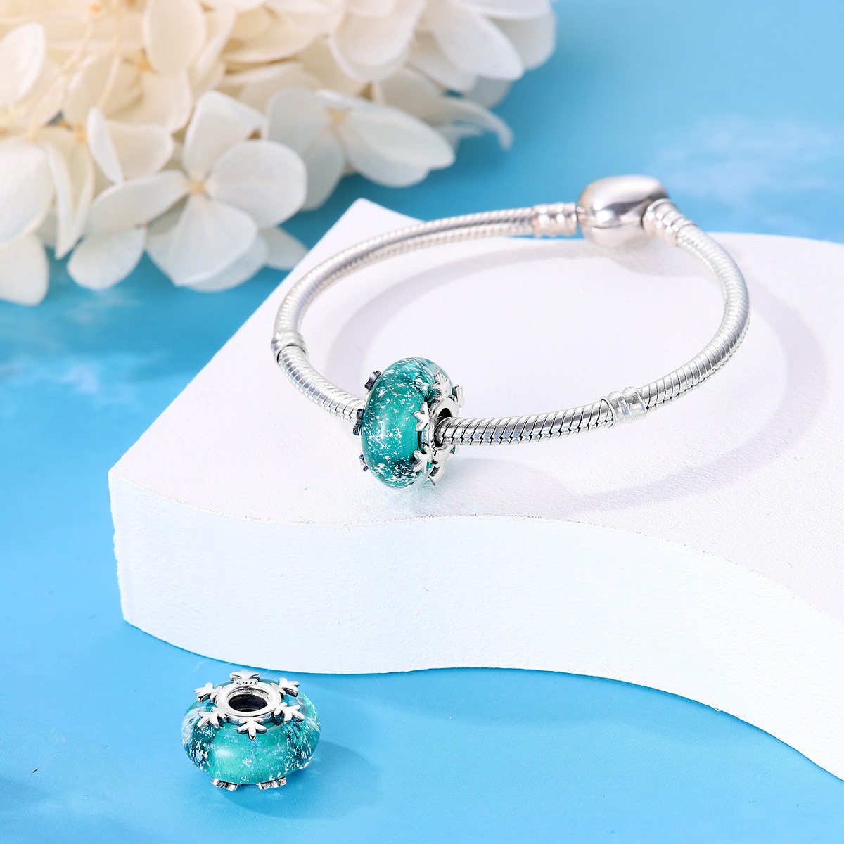 S925 sterling silver beaded DIY glass bead bracelet accessories - Image 5